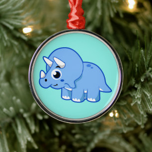 Cute Illustration of a Triceratops Dinosaur. Julgransprydnad Metall