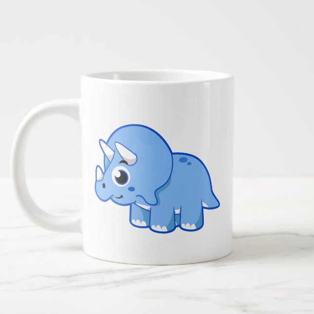 Cute Illustration of a Triceratops Dinosaur. Jumbo Mugg (Vänster)