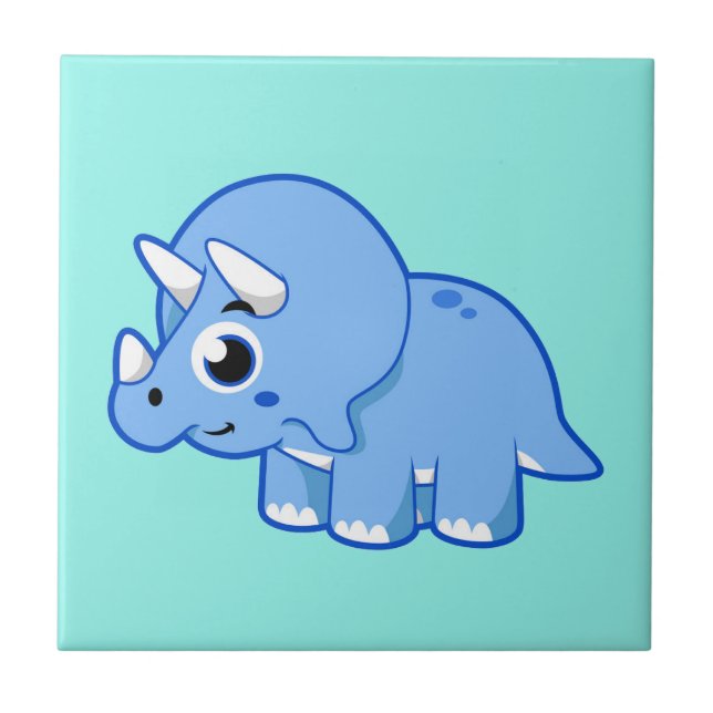Cute Illustration of a Triceratops Dinosaur. Kakelplatta (Framsidan)