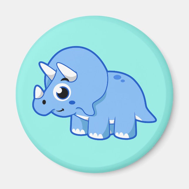Cute Illustration of a Triceratops Dinosaur. Magnet (Framsidan)