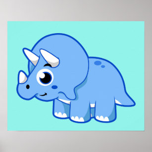 Cute Illustration of a Triceratops Dinosaur. Poster
