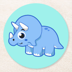 Cute Illustration of a Triceratops Dinosaur. Underlägg Papper Rund