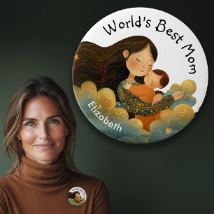 Cute Illustration of Mor & Child Mors dag Knapp
