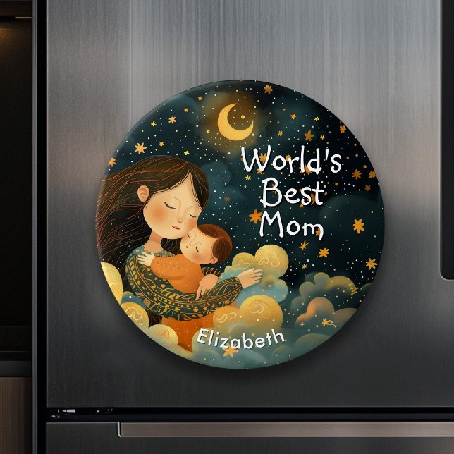 Cute Illustration of Mor & Child | Mors dag Magnet (Cute Illustration of Mother & Child | Mother's Day Magnet)