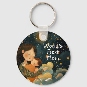 Cute Illustration of Mor & Child Mors dag Nyckelring