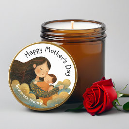 Cute Illustration of Mor & Child | Mors dag Runt Klistermärke