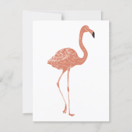 Cute illustration red flamingo linocut vykort