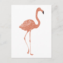 Cute illustration red flamingo linocut vykort