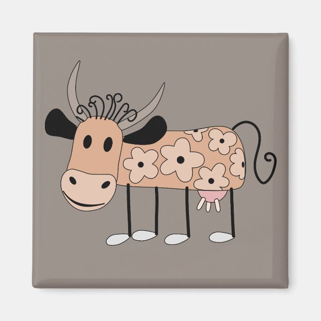Cute illustrerad Cow Magnet (Framsidan)