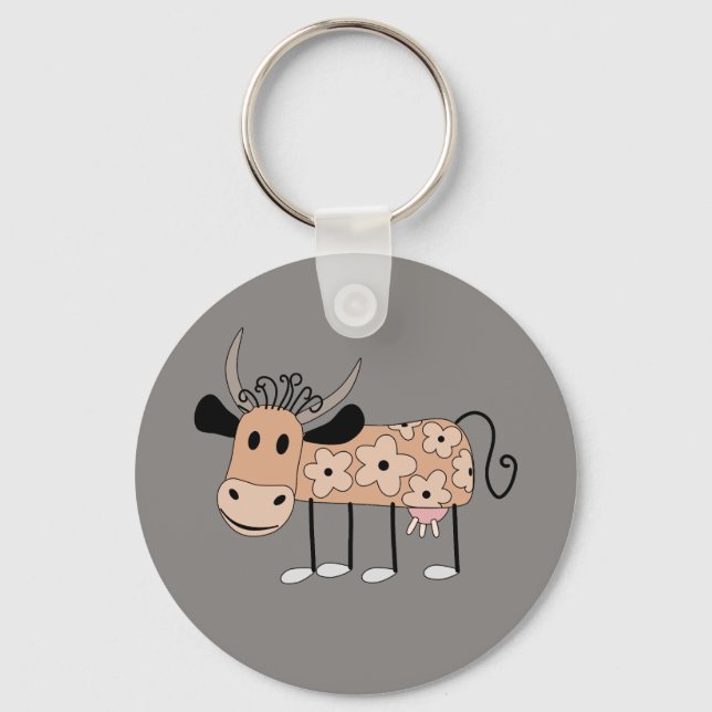 Cute illustrerad Cow Nyckelring (Framsida)