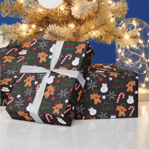 Cute Illustrerad julskrift Presentpapper