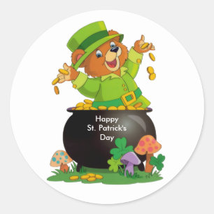 Cute illustrerade St. Patrick's day Bear Runt Klistermärke