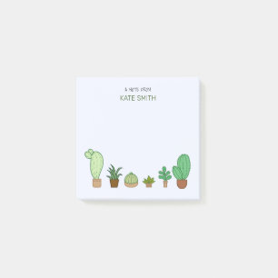 Cute Illustrerade Succulents och Cactus Post-it Block