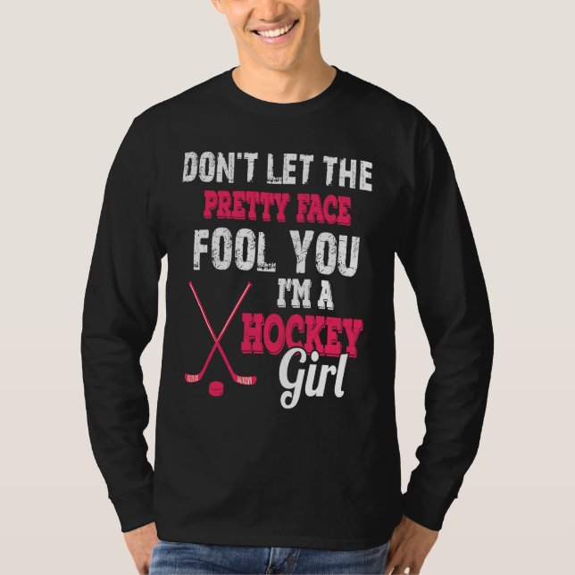 Cute I'm A Hockey Girl  for Ice Hockey Girls T Shirt (Framsida)