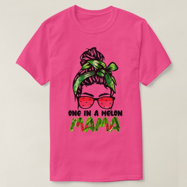 Cute in a melon Mamma Messy Bun Watermelon Summer  T Shirt (Design framsida)