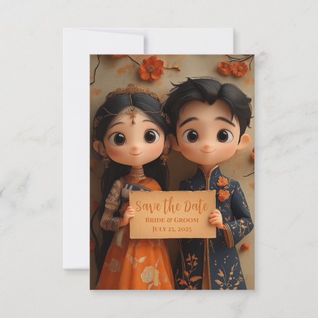 Cute Indian Boy and Girl. Spara Datumet (Framsida)