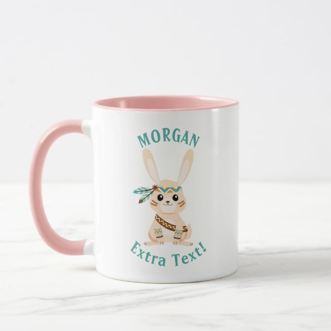 Cute Indian Bunny, anpassa Namn och meddelande Mugg (Vänster)