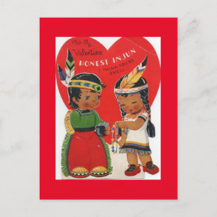 Cute Indian Children Vintage Valentine Vykort