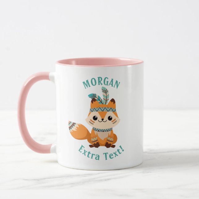 Cute Indian Fox, anpassa Namn och meddelande Mugg (Vänster)