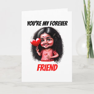 Cute Indian Girl, min eviga vän Bff. Helgkort