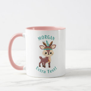 Cute Indian Hjort, anpassa Namn och meddelande Mugg