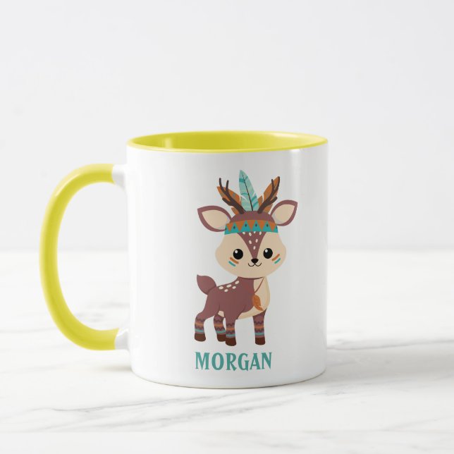 Cute Indian Hjort, Personalize Namn, Vs 2 Mugg (Vänster)