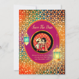 Cute Indian Tecknad par Spara LÄGG TILL BILD datum Inbjudningar