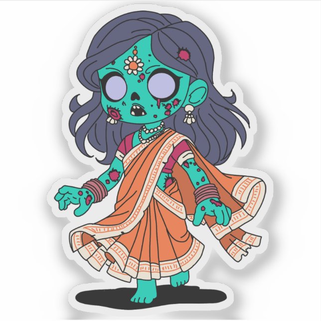 Cute Indian Zombie Klistermärken (Framsida)