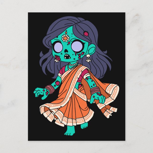Cute Indian Zombie Vykort (Framsida)