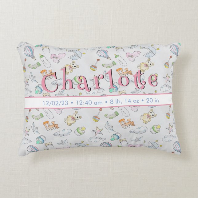 Cute Infant Baby blöjor, Flaskor och Leksak Prydnadskudde (Framsidan)