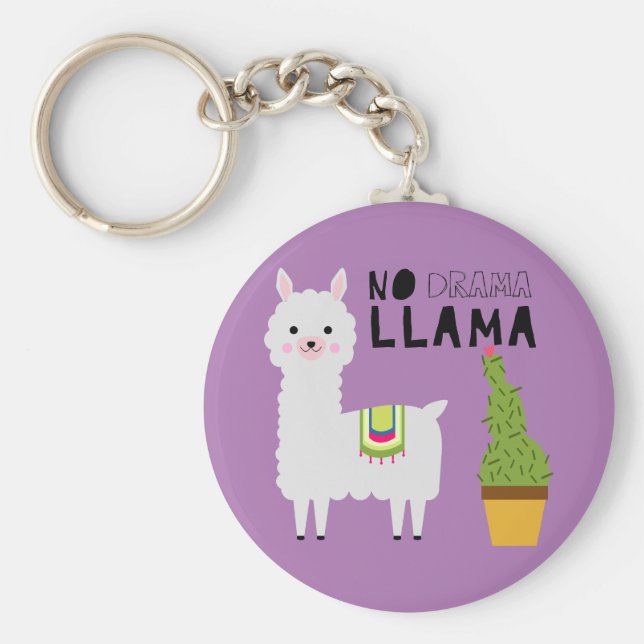 Cute Inga drama llama succulents cactus lila Nyckelring (Framsidan)