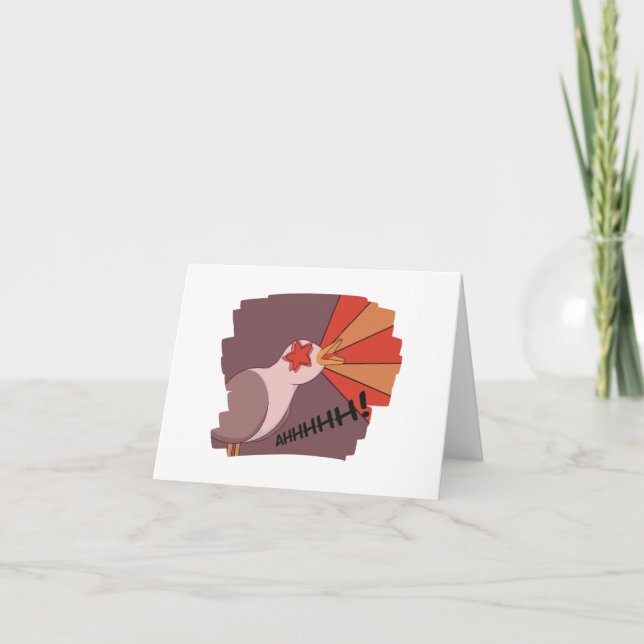 Cute Inhaling Fiskmås Memine Helgkort (Framsida)