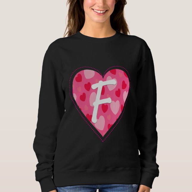 Cute Initial Monogram Brev F Heart Mönster för W T Shirt (Framsida)