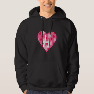 Cute Initial Monogram Brev H Heart Mönster för W Hoodie