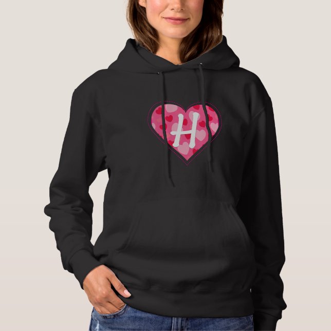 Cute Initial Monogram Brev H Heart Mönster för W T Shirt (Framsida)
