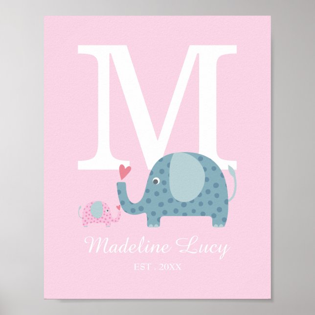 Cute Initial Monogram Nursery Poster (Framsidan)