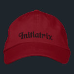 Cute Initiatrix Quote Seductive Red Black Broderad Keps<br><div class="desc">Personlig förseglad röd,  Chino Twill Baseball Cap med svart broderi och texten Initiatrix. En roligt-födelsedagspresent eller söt åtföljande idé.</div>