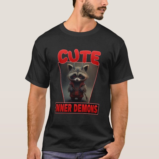 Cute Inner Demons  Trash Panda Devil Raccoon T Shirt (Framsida)