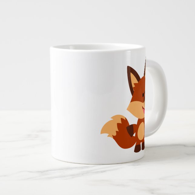 Cute Innocent Tecknad Fox Jumbo Mugg (Framsida höger)