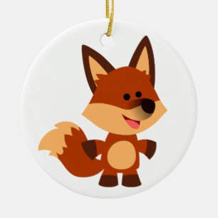 Cute Innocent Tecknad Fox Ornament