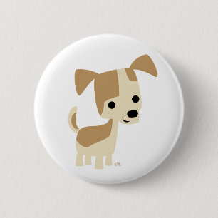 Cute Inquisitive Little Tecknad hund Knapp