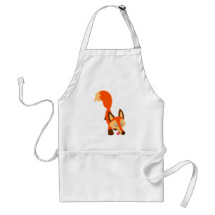 Cute Inquisitive Tecknad Fox Apron Förkläde