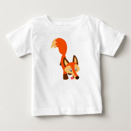 Cute Inquisitive Tecknad Fox Baby T-Shirt