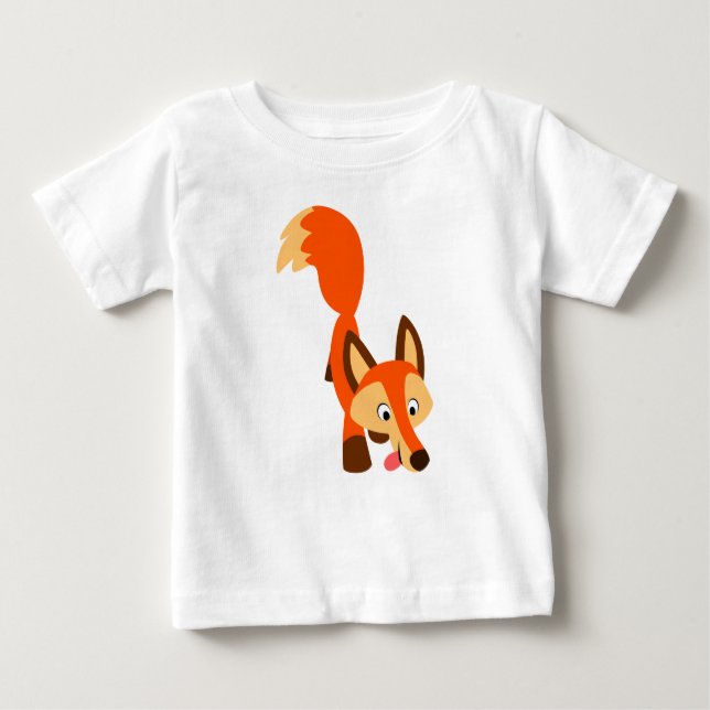 Cute Inquisitive Tecknad Fox Baby T-Shirt (Framsida)