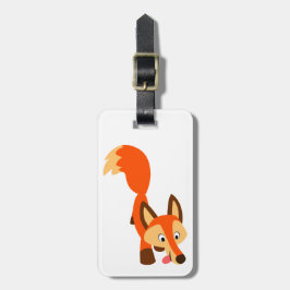 Cute Inquisitive Tecknad Fox Luggage Tag Bagagebricka
