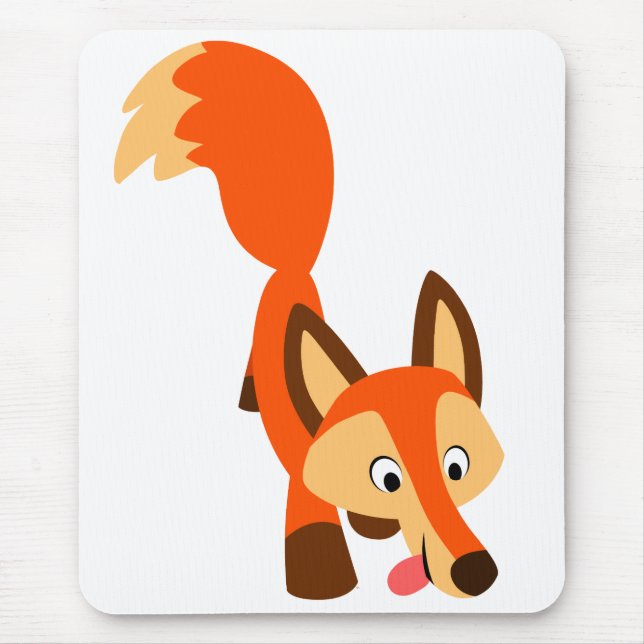 Cute Inquisitive Tecknad Fox Mousepad Musmatta (Framsidan)