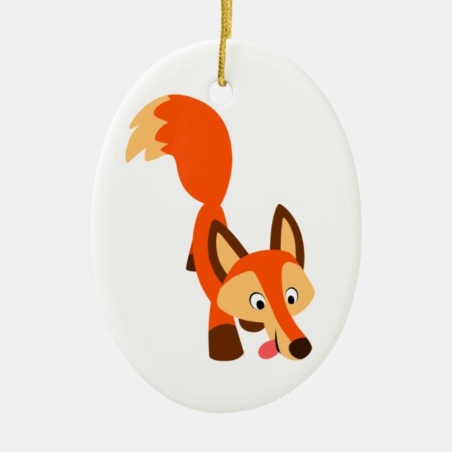 Cute Inquisitive Tecknad Fox Ornament (Framsidan)