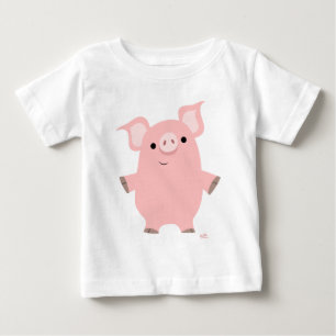 Cute Inquisitive Tecknad Gris Baby T-shirt