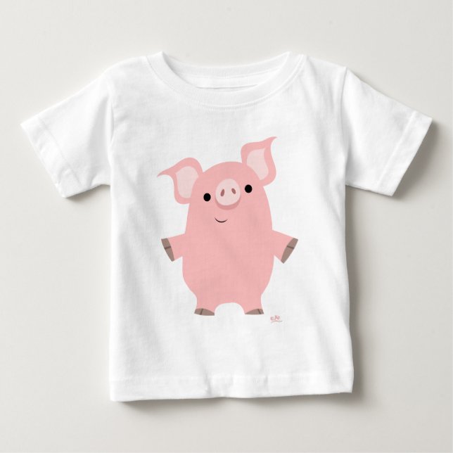 Cute Inquisitive Tecknad Gris Baby T-shirt (Framsida)