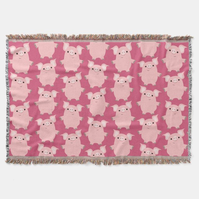 Cute Inquisitive Tecknad Grisar Throw Blanket Mysfilt (Framsidan)